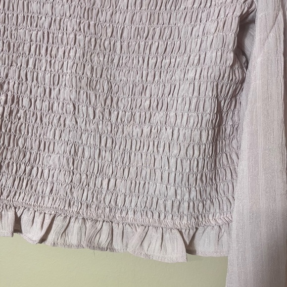 HYFVE Forever 21 Smocked Peasant Blouse Medium Pink Cottagecore Romantic - Picture 6 of 10